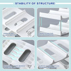 LANDNEOO Stackable Water Bottle Organizer Holder - for Stanley & Others' Large Tumbler Organization - White Plastic Wine Rack, Bottle Holder for Home Countertop Fridge Pantry Shelf, 2 Tier Hold 6