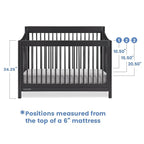 Delta Children Brooks 6-in-1 Convertible Crib, Midnight Grey + Simmons Kids Quiet Nights Breathable Crib Mattress with Removable/Machine Washable Cover (Bundle)