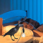 Raven Desk Lamp, Art Deco Raven Lamp, Bird Lamp, Resin LED Bird Light with Plug for Bedroom/Office/Living Room/Farmhouse
