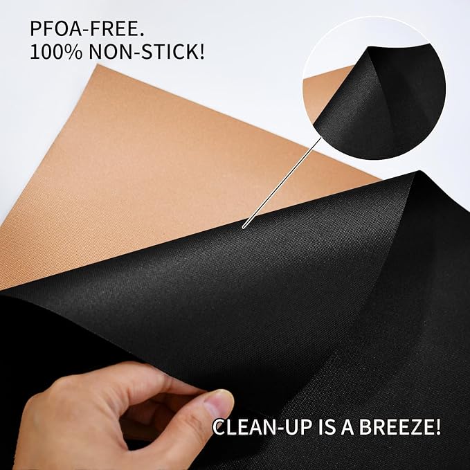 Set of 12 (6 Black+6 Copper) Grill Mats for Outdoor Grill, BBQ Grilling Mat for Gas Grill, Non-Stick Cooking Sheets, Oven Liners, 15.75 X 13 Inch