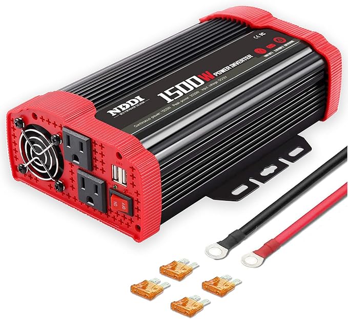1500W Car Power Inverter 12V DC to 110V AC Car Converter Charger Adapter with Dual 3.1A USB Port and AC Outlets Quick Charging