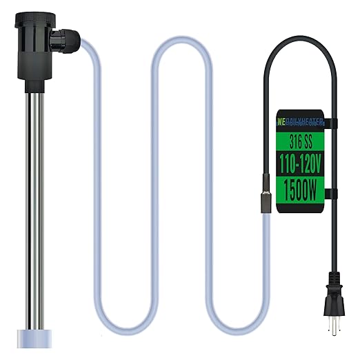 1500W Immersion Water Heater for Hot Tub & Swimming Pool – Portable Fully Submersible Electric Heater with Auto Shut Off & WiFi Timer for Bathtub, Inflatable Pool and Above Ground Pool