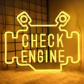 Check Engine Neon Signs for wall decor, Garage Neon Sign for Man Cave, Piston Engine Led Light Signs with Dimmer, Piston Decoration USB Powered with Switch