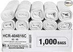 Aluf Plastics High Density Trash Bags, 45 Gallon, 1000 Count, 16 Micron (eq), 40" x 48", Clear, for Bathroom, Office, Industrial, Commercial, Janitorial, Municipal, Recycling