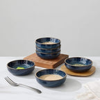 famiware Nature Ceramic Soy Sauce Dish, Dipping Bowls Set of 6, 3 oz Dipping Sauce Bowls/Dishes/Cups/Plates, Small Serving Bowls for Side Dishes, Condiments, Sushi, Appetizer, Dessert, Midnight Blue