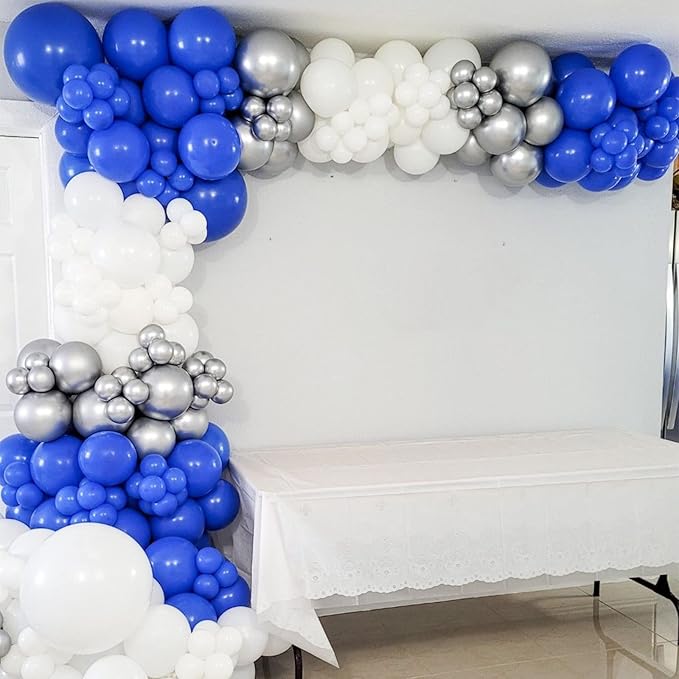 130pcs Royal Blue Balloons Different Sizes 18" 12" 10" 5" Party Latex Balloons for Birthday Graduation Baby Shower Anniversary Nautical Party Decorations