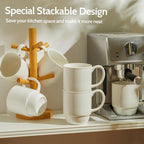 Sweese 21 Oz Large Mug Set, Porcelain Stackable Mugs Sets of 6, Coffee Cups with Handle for Coffee, Tea and Mulled Drinks, White