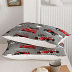 Axolotl Kid Comforter Set Twin Size,Racing Car Bedding Set for Boys Girls Teen Kids Children Car Racing Gifts,Race Cars Quilt Bed Set with 1 Comforter 2 Pillowcases,Red Grey