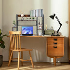 Computer Desktop Bookshelf Countertop Hutch Display Shelf Desktop Hutch Storage Organizer 2-Tier Multipurpose Wood Bookcase for Computer Desk for Home Office Study Room Bedroom