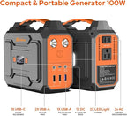 Portable Solar Generator with Panel, 300W Portable Power Station with Foldable Solar Panel 40W, 110V AC Outlet 100W Camping Solar Power Bank Lithium Battery Pack for Home Use RV Outdoor Power Outage