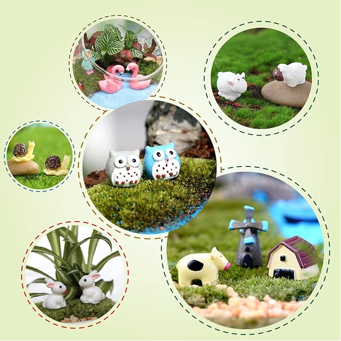 Dracarys Selected 50 Pieces Fairy Garden Accessories, Animals, Miniature Figurines, Micro Landscape Ornaments Kit, DIY, Environmental Resin