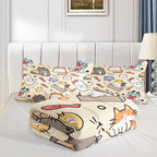 Kawaii Cat Comforter Queen,Kawaii Animals Comforter Set for Kids Teens Girls,3Pcs Bedding Set Printed Comforter with 2 Pillowcases,Down Alternative,Soft and Lightweight，Queen Size