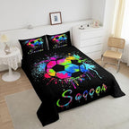 Feelyou Kids Soccer Ball Game Comforter Set King Size Football Bedding Set for Boys Girls Teens Bedroom Decor Rugby Sports Comforter American Football Player Duvet Set with 2 Pillow Case