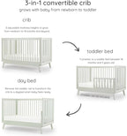 dadada Baby Soho 3-in-1 Convertible Crib to Toddler Bed – Wooden Crib Made in Italy, GREENGUARD Gold Certified Small Baby Crib – Baby-Safe Finish, Modern Design (Sage)