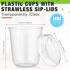 Ziliny 50 Sets Clear Plastic Coffee Cups with Sip Lids, Disposable Plastic PET Crystal Cups for Iced Coffee, Smoothie, Cold Beverage, Drink Shops and Party Catering(Clear,14 oz)