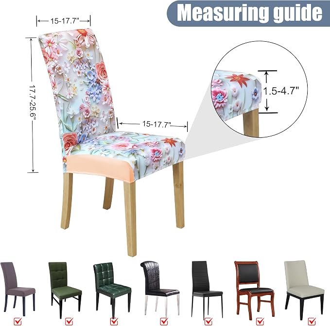 Dining Chair Covers, Stretch Seat Covers, Washable Furniture Protector | 4 Pack, Washable, Stretch Fit, Soft, Non Slip, Dining Chair Covers, Seat Protector, Furniture Cover,Easy Clean