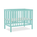 Edgewood 4-In-1 Convertible Mini Crib In Mint, JPMA Certified, Non-Toxic Finish, New Zealand Pinewood, With 3 Mattress Height Settings, Included 1" Mattress Pad