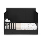 Graco Asheville 4-in-1 Convertible Crib with Drawer (Black) – GREENGUARD Gold Certified, Crib with Drawer Combo, Full-Size Nursery Storage Drawer, Converts to Toddler Bed, Daybed and Full-Size Bed