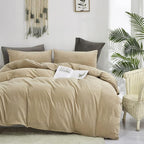 Wellboo Beige Velvet Comforter Sets Full Solid Cream Coffee Fluffy Bedding Comforters Luxury Champagne Flannel Quilts Women Men Light Taupe Fuzzy Blankets Modern Minimalist Khaki Tan Sherpa Plush Bed
