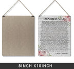 Qious Inspirational Signs Gift Farmhouse Desiderata Go Placidly Amid the Noise and the Haste Wooden Hanging Sign Rustic Wall Art Home Living Room Decoration 10 x 8 Inches