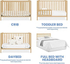 Delta Children Heartland 4-in-1 Convertible Crib, Natural + Twinkle Galaxy Crib and Toddler Mattress (Bundle)