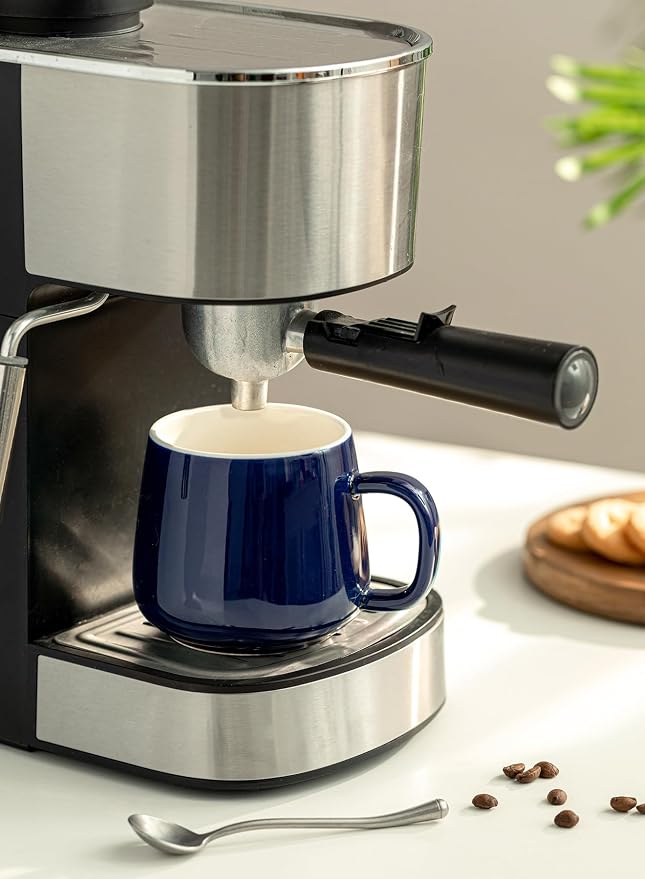 Teocera Ceramic Coffee Mug Set of 4-12 oz Coffee Mugs with Large Handles for Hot or Cold Drinks Like Latte, Cocoa, Tea or Juice - Smooth Ceramic, Dishwasher Safe, Navy