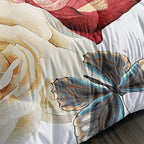 Butterfly Comforter Set for Girls Kids Adults Watercolor Butterfly Rose Bedding Set Aesthetics Butterflies Quilt Duvet Set Queen Size with 1 Comforter and 2 Pillowcases