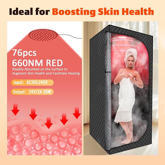 MIXC Upgraded Infrared Sauna Box for Relaxation,Detoxification,Dry steam Sauna Box for Home,Folding Chair,Multiple Layered Full Body Sauna Tent for Spa,Indoor,Outdoor,Gym