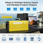 XWJNE 2000W Pure Sine Wave Power Inverter 24V DC to 120V AC Converter with LED Display and Remote Controller for Home, RV, Truck, Off-Grid Solar Power