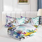 Kid Sunflower Horse Comforter Set 3Pcs Rose Butterfly Retro Horse Bedding Set for Boys Girls Adult, 1 Comforter + 2 Pillowcases