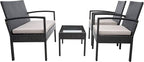 SAFAVIEH Outdoor Collection PAT7507 Conversation Set, Black/Light Grey