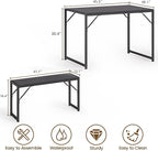 Bealife Dining Table Set for 4 with Metal Frame and MDF Board - Black | Space Saving Kitchen Table with 2 Benches, Kitchen Table Set for Apartment, Dining Room, Breakfast Nook