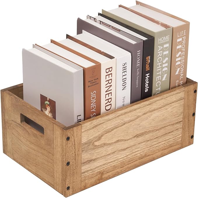 KIRIGEN Stackable Wood Storage Cube /Basket/ Bins Organizer for Home Books Clothes Toy - Modular Open Cubby Storage System - Office Bookcase Closet Shelves C15-DBR
