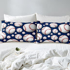 Baseball Bedding Set Sports Theme Comforter Set for Kids Boys Girls Teens 3D Blue Ball Pattern Comforter Breathable Baseball Games Duvet Set Room Decor Quilt Set Twin Size