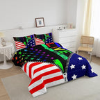 Erosebridal American Flag Bedding Set Rainbow Pride Comforter Set Full Size for Teens Adult Women Bedroom,USA Federations Stars Stripes Down Comforter Kids Unique Zipper Design Bedding Comforters