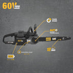Caterpillar DG631 60V Brushless 18” Chainsaw, Battery Chainsaw with Chain Brake for Safety, Electric Chainsaw Cordless with Tool-Free Chain Tensioning – Battery & Charger Included