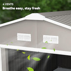 Outsunny 11' x 13' Outdoor Storage Shed, Garden Tool Metal Shed with Foundation Kit, Double Lockable Door, Air Vents and Sloping Roof, for Backyard, Patio, Lawn, Light Gray