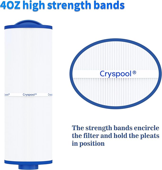 Cryspool® 04077 Compatible with Cal Spa Filters, 4CH-949, PWW50L, FC-0172, Rising Dragon, Dynasty Spas, 50 Sq. Ft Hot Tub Replacement Filter Cartridge, 2 Pack