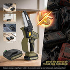 Mini Chainsaw Cordless 5 inch 36Ft/s Brushless Electric Chainsaw Pruning Saw with 21V 5Ah Battery 2PCS PD Fast Charging Batteries & 2 Chains for Tree Branch Wood Cutting Gardening for Men Dad Husband