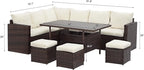 Solaste 7 Piece Patio Furniture Set, All Weather Wicker Patio Conversation Sets with Cushion Seat & Pillows, Outdoor Dining Set, Patio Furniture Outdoor Sectional, Brown