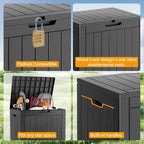 NUNU LAB Outdoor Storage Box, 32 Gallon Deck Box Indoor Outdoor Storage Bin, Waterproof Resin Patio Storage Box for Garden Tools, Package Delivery, Pool Accessories Lockable