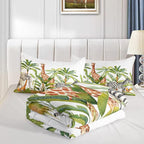 Wild Animal Comforter Twin Size,Elephant Giraffe Zebra Kids Comforter Set,3Pcs Bedding Set Printed Comforter with 2 Pillowcases,Down Alternative,Soft and Lightweight,for All Seasons