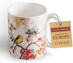 Maison d' Hermine Coffee Mug with Handles Tea Cups (15 Ounce, Pack of 1) | Fine Bone China Coffee Mugs for Hot Beverages Cappuccino Latte Home Restaurant Spring Summer -Equinoxe - Beige - Passerine