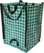 DURASACK Heavy Duty Home and Yard Bags 48-Gallon Reusable Self-Standing Lawn and Leaf Bags Garbage Can with Reinforced Handles, Gingham Green, 3 Pack
