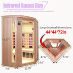 Ceramic Infrared Saunas for Home, 2-3 Person Infrared Sauna, Low EMF Indoor Sauna, Home Sauna, Hemlock Wooden Sauna Room with Bluetooth Speakers, Reading Lamps, Chromotherapy Lights