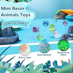 150/200 Mini Resin Animals Variety Pack Kit, 30 Types Tiny Resin Animals Figures, Hide Mini Figures Micro Landscape Ornaments Fairy Garden Accessories