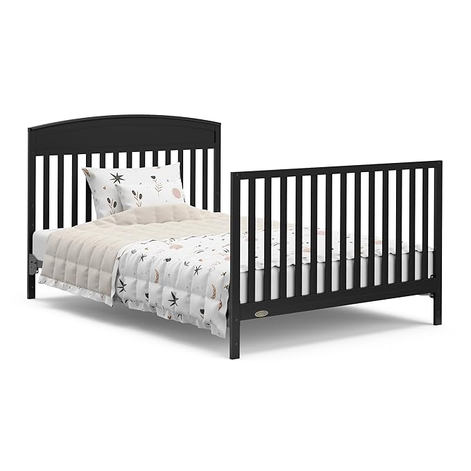 Graco Benton 5-in-1 Convertible Crib with Drawer (Black) - Converts from Baby Crib to Toddler Bed, Daybed and Full-Size Bed, Fits Standard Full-Size Crib Mattress, Adjustable Mattress Support Base
