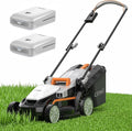 Litheli 13.4inch Electric Lawn Mower Cordless,Grass Cutter Machine for 2600 Sq.Ft.Lawnmower with Brushless Motor, 8 Gallon Capacity, Cutting Height from 1 to 2.5 in, Includes 2X4.0 Ah Battery.