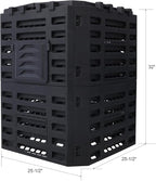 Black Garden Composter Bin - 90 Gallons (340Liter) of Recycled Plastic for Easy Assembly & Aerating Composting – Create Fertile Soil with Lightweight Outdoor Compost Box