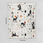 ICMOLYYENLO Abstract Cat Tapestry, Medieval Abstract Atomic Star Cat Vintage Home Wall Hanging Art Tapestry for Bedroom Living Room Dormitory 40x60 Inch